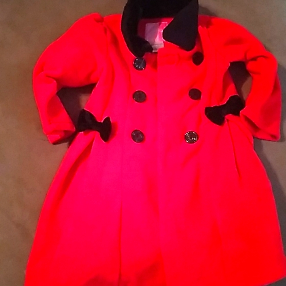 100% polyester Red Holiday Winter Dress Coat 3T